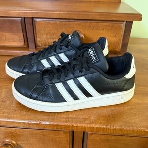 Adidas Grand Court Core black sneakers leather women’s 7 tennis shoes